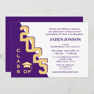 Invitation Classe moderne de 2024 Gold Purple Graduation Part