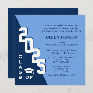 Invitation Classe moderne de 2024 Navy Blue Graduation Party