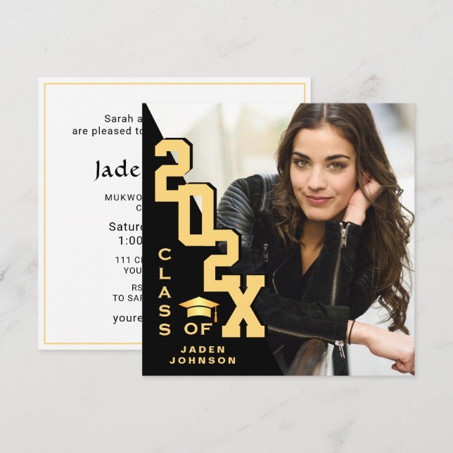 Invitation Classe moderne de 2025 Grad PHOTO Grad Graduation  (Devant / Derrière)