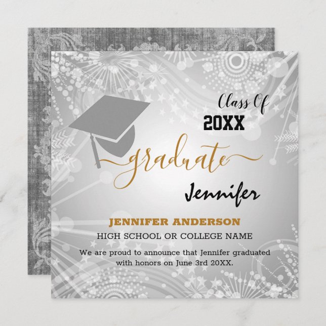 Invitation Classe moderne de 20XX, Photo, Topper Graduation (Devant / Derrière)