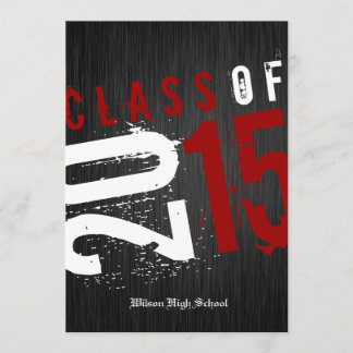 Invitation Classe noire, blanche et rouge artistique de 2015
