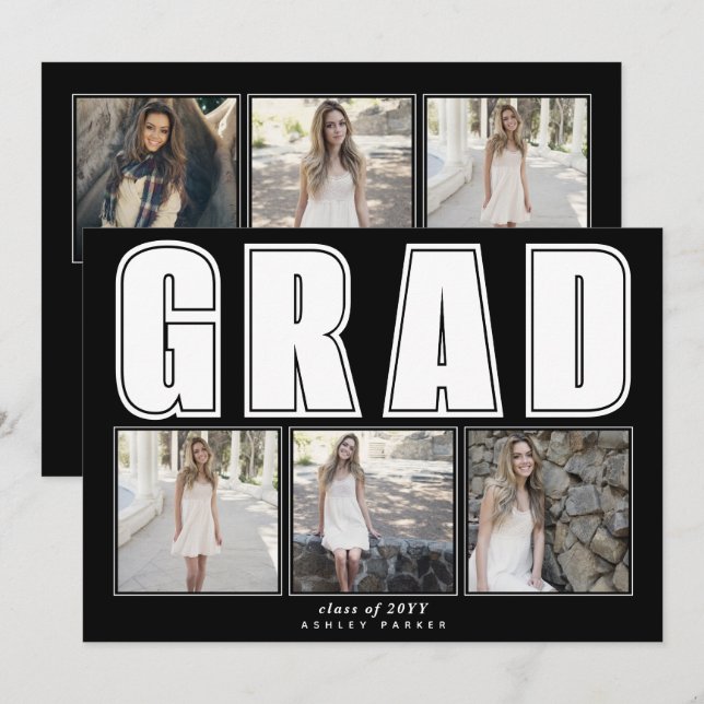 Invitation Classe noire moderne de graduation GRAD 2025 (Devant / Derrière)