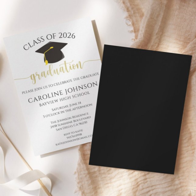 Invitation Classe Noire & Or De La Partie De Graduation (Créateur téléchargé)