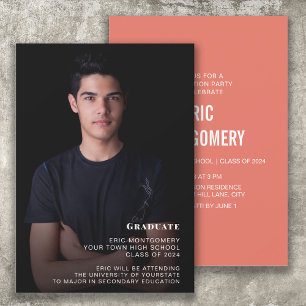 Invitation Classe Orange de 2024 Boy's Graduation Party Photo