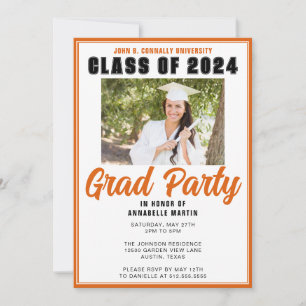 Invitation Classe Orange de 2025 Photo Modern Graduation Part