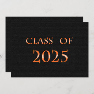 Invitation Classe Orange et Noir de 2025 Graduation Party