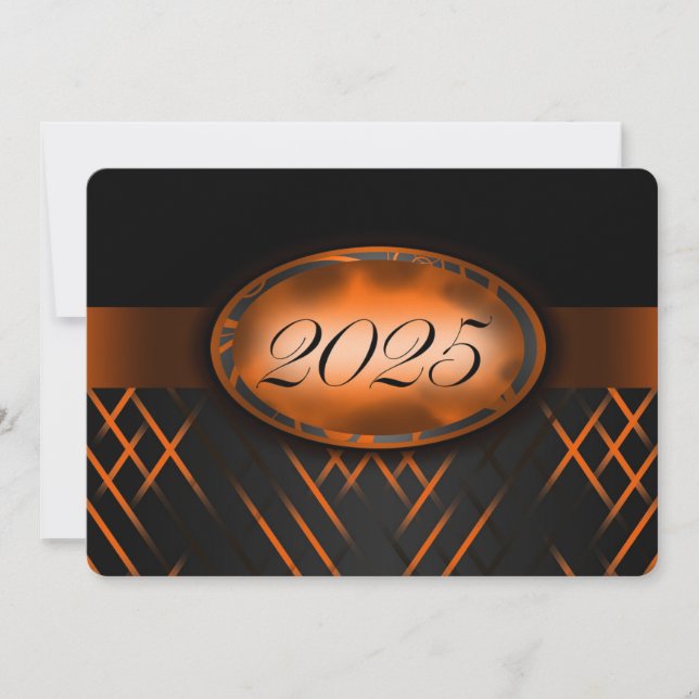 Invitation Classe orange et noire de 2025 (Devant)