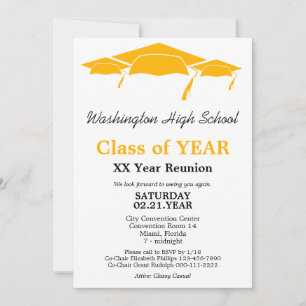 Invitation Classe Orange Graduation Caps Réunion