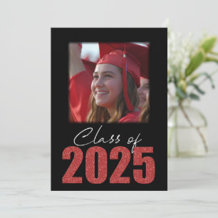 Invitation Classe Parties scintillant rouge de 2025 Photo Ope