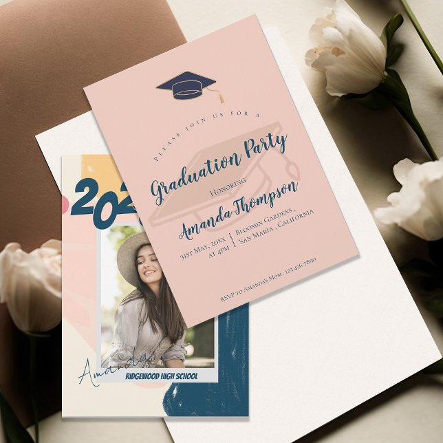 Invitation Classe photo Abstraite du Parti de Graduation 2025 (Abstract Photo Class of 2026 Graduation Party Invitation)