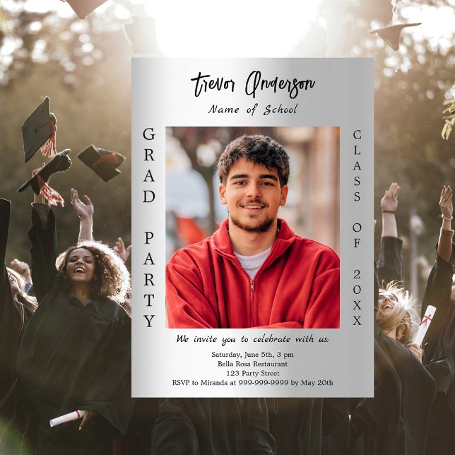 Invitation Classe photo argent de la fête de remise des diplô (Créateur téléchargé)