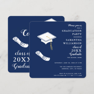 Invitation Classe photo bleu et blanc de la Marine de 2025 Gr
