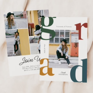 Invitation Classe photo Retro Bold de 2024 Graduation