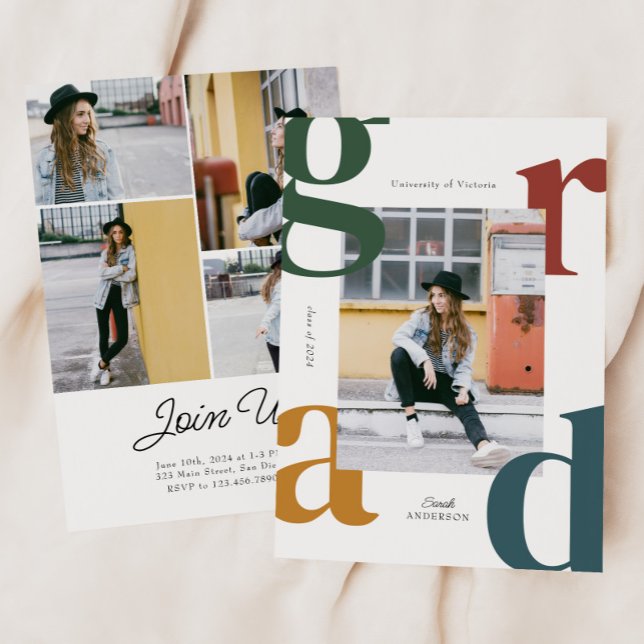 Invitation Classe photo Retro Bold de 2024 Graduation (Créateur téléchargé)