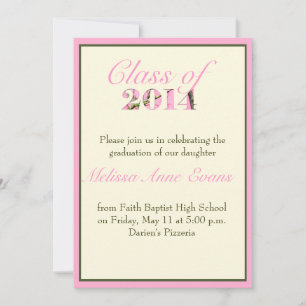Invitation Classe Pink Camo 2014 Graduation Invite