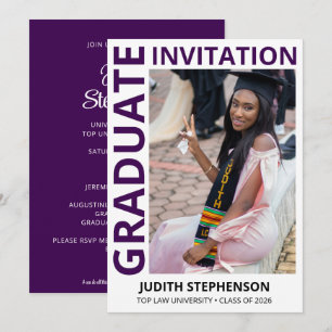 Invitation Classe PURPLE moderne de la photo de remise des di