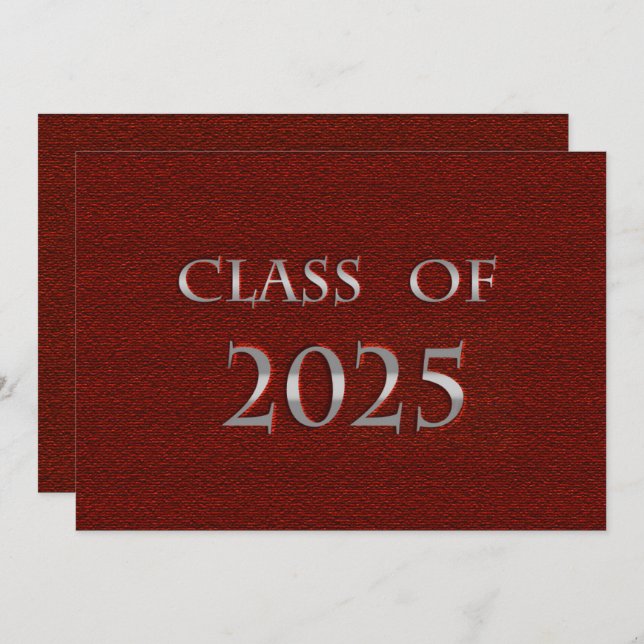 Invitation Classe Red & Silver de 2025 Graduation Party (Devant / Derrière)