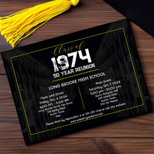 Invitation Classe Réunion Elégant Noir - Réunion de 50 ans
