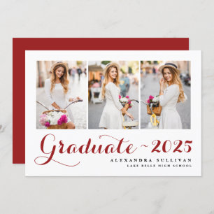 Invitation Classe rouge de 2024 - Collage photo Graduation