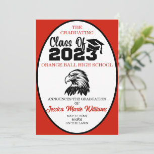 Invitation Classe rouge et noire de 2023 Graduation
