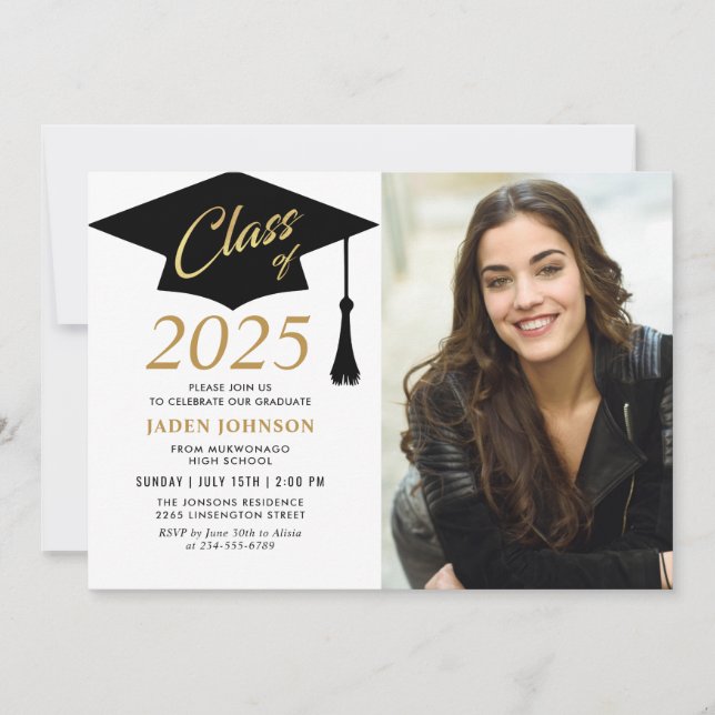 Invitation Classe simple moderne de 2023 Photo Graduation Par (Devant)
