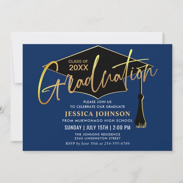 Invitation Classe simple moderne de 2024 Graduation Party (Devant)