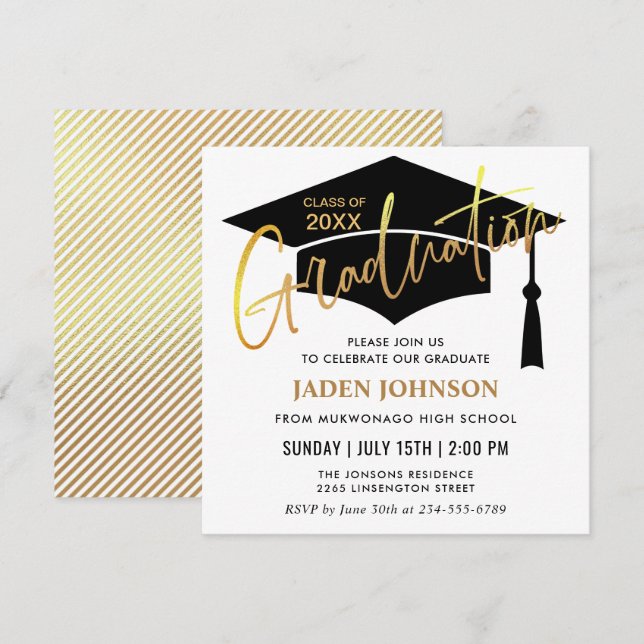 Invitation Classe simple moderne de 2024 Graduation Party (Devant / Derrière)