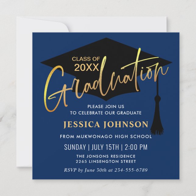 Invitation Classe simple moderne de 2024 Graduation Party (Devant)
