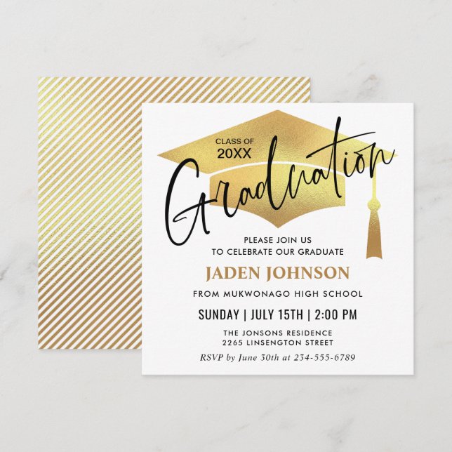 Invitation Classe simple moderne de 2024 Graduation Party (Devant / Derrière)