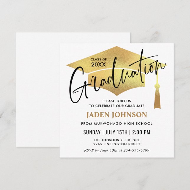 Invitation Classe simple moderne de 2024 Graduation Party (Devant / Derrière)