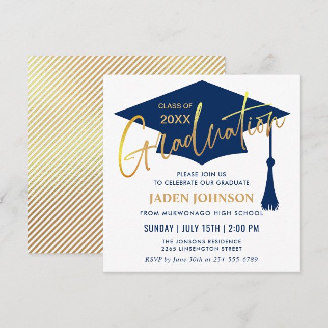 Invitation Classe simple moderne de 2024 Graduation Party (Devant / Derrière)