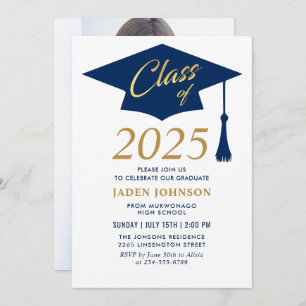 Invitation Classe simple moderne de 2025 Photo Graduation Par