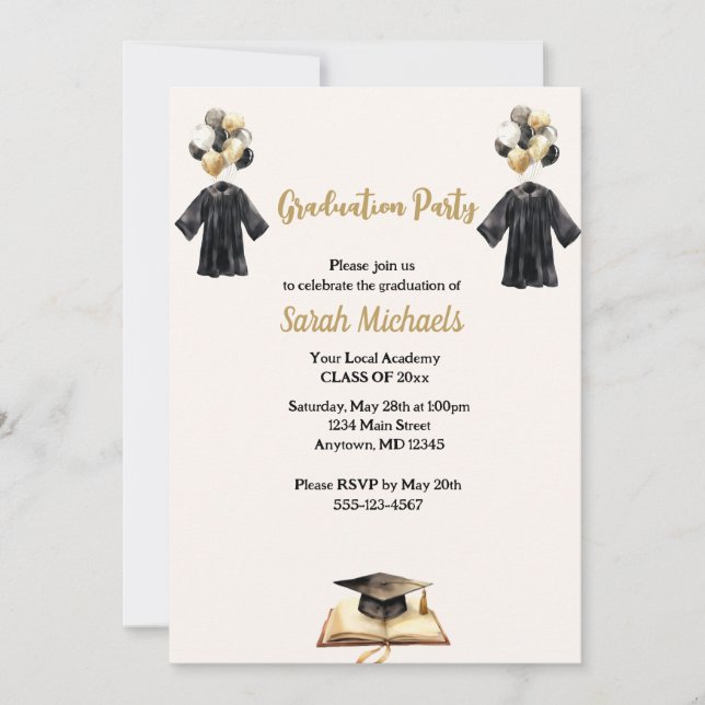 Invitation Classe simple moderne de 20xx Graduation Party (Devant)
