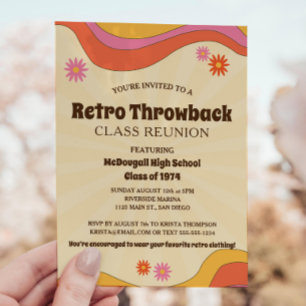 Invitation Classe Sunburst Jaune Rétro Throwback Réunion