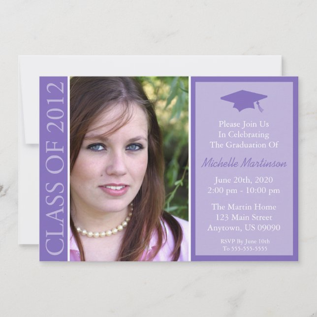 Invitation Classe Traditionnelle De 2012 Graduation (Violet) (Devant)