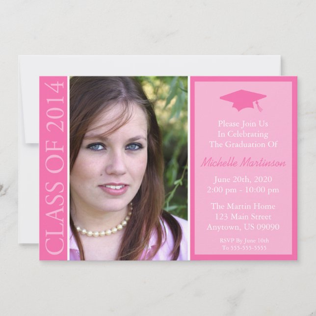 Invitation Classe Traditionnelle De 2014 (Pink) (Devant)