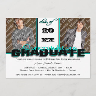 Invitation CLASSE turquoise d'invitation de fête de remise