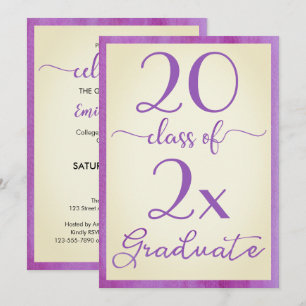 Invitation Classe Violet Jaune De Diplôme