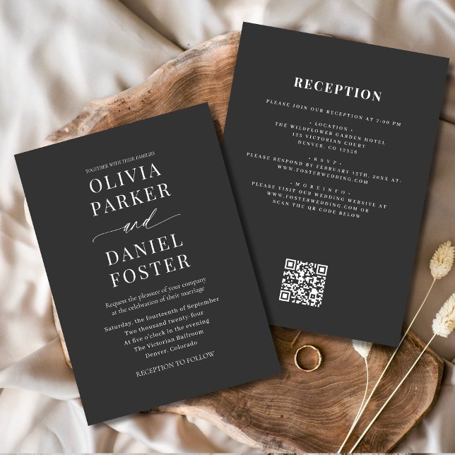 Invitation Classic All in One QR Code mariage élégant (Créateur téléchargé)
