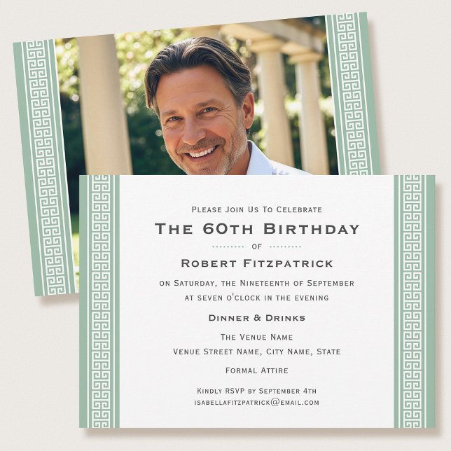Invitation Classic Anniversaire Fête Custom Age Photo Vert (Créateur téléchargé)