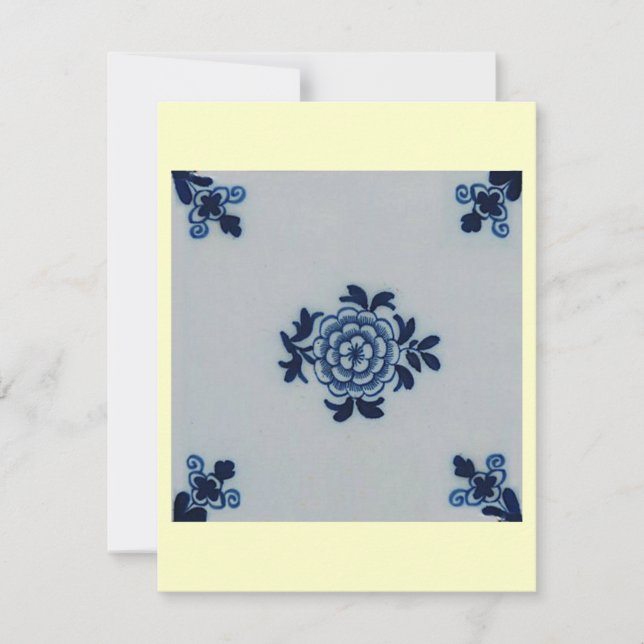 Invitation Classic Antiquaire Delft Bleu Carrelage - Motif Fl (Devant)