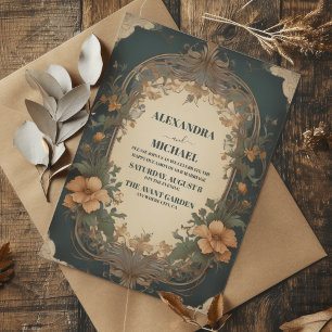 Invitation Classic Antique Vintage Art Nouveau Floral Mariage