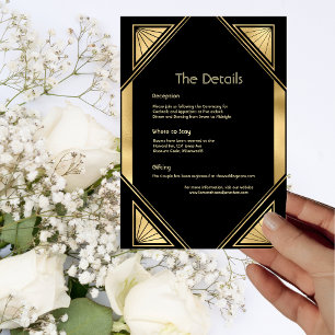 Invitation Classic Art Déco Gold Black Vintage Détails Card