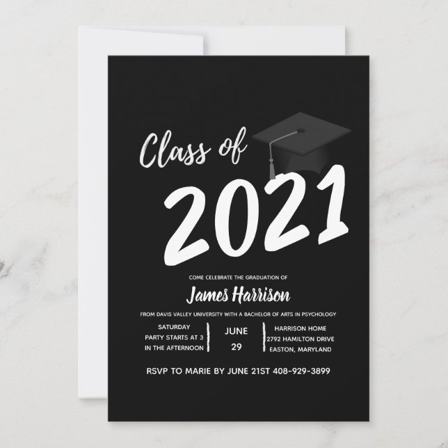 Invitation Classic Black and White Graduation Party (Devant)