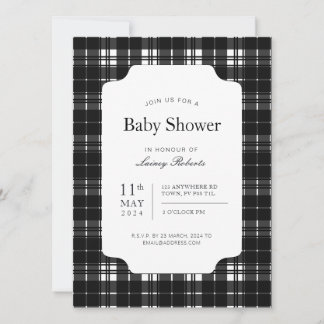 Invitation Classic Black and White Robertson Plaid Check