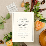 Invitation Classic Black & Ecru Script Elegant Wedding<br><div class="desc">Celebrate your wedding day with timeless sophistication using this classic minimalist wedding invitation. Featuring a refined cream background framed with a delicate line border, this design highlights your names in elegant serif typography for a look that feels both traditional and modern. The balanced layout and understated styling create a formal,...</div>