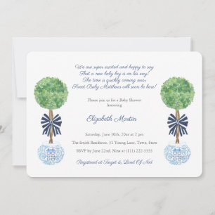 Invitation Classic Bleu Foncé Et Blanc Baby shower Garçon