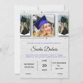 Invitation Classic Blue and Black Graduation 