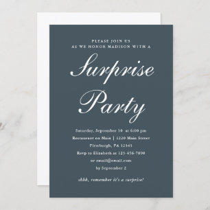 Invitation Classic Blue and White Surprise Party