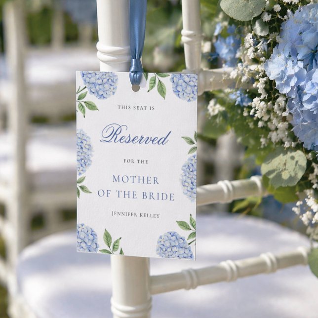 Invitation Classic Blue Hydrangea Wedding Reserved  Seat Card (Créateur téléchargé)